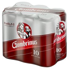 Gambrinus Original 10 Light Draft Beer 6 x 500ml (3L)