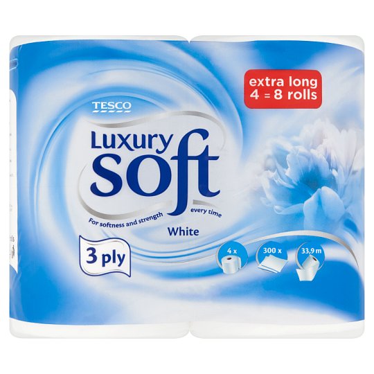 Tesco Soft Luxury White toaletní papír 3 vrstvy 4 role
