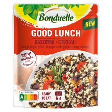 Bonduelle Good Lunch sterilovaná směs černé čočky, bulguru, grilované zeleniny, cherry rajčat 250g