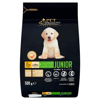 Tesco Pet Specialist Premium Junior bohaté na čerstvé kuřecí s rýží 500g