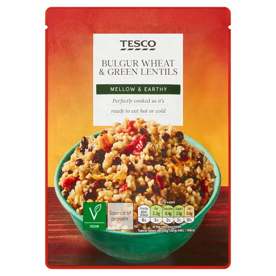 Tesco Vařená směs pšeničného bulguru a zelené čočky se zeleninou a bylinami 250g