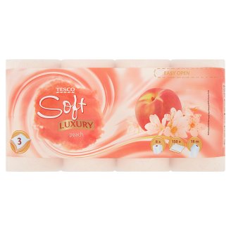 Tesco Soft Luxury Peach toaletní papír 3 vrstvý 8 rolí