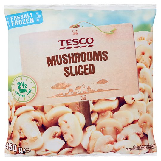 Tesco Krájené žampiony hluboce zmrazené 450g