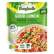 Bonduelle Good Lunch sterilovaná směs špaldy, hrášku, černookých fazolí, cherry rajčat, papriky 250g