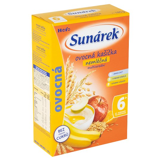 Sunárek Ovocná kašička nemléčná multicereální 180g