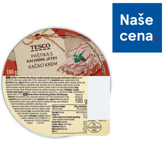 Tesco Paštika s kachními játry 100g