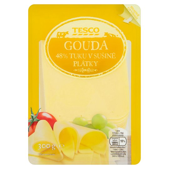 Tesco Gouda plátky 48 % 300g