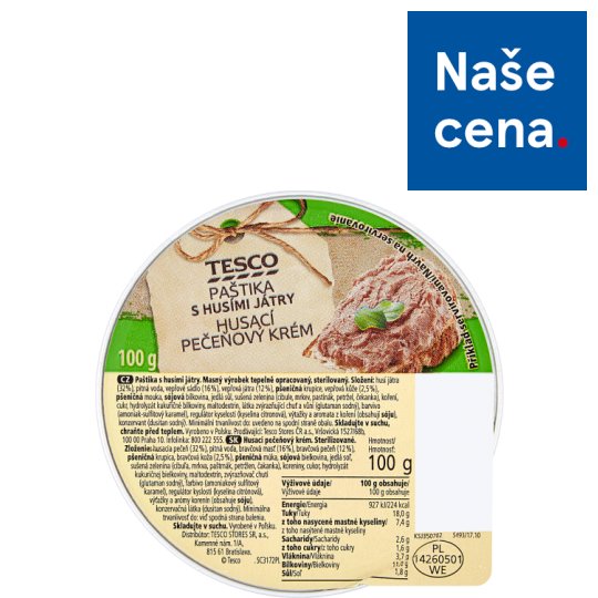 Tesco Paštika s husími játry 100g