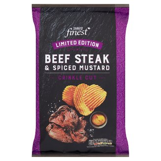 Tesco Finest Smažené bramborové lupínky s příchutí hovězího masa a hořčice 150g