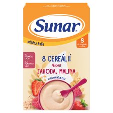 Sunar Milk Porridge 8 Cereals Strawberry, Raspberry Flavor 210g