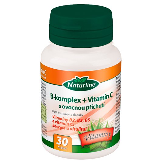 Naturline B-komplex + vitamin C s ovocnou příchutí 30 tablet
