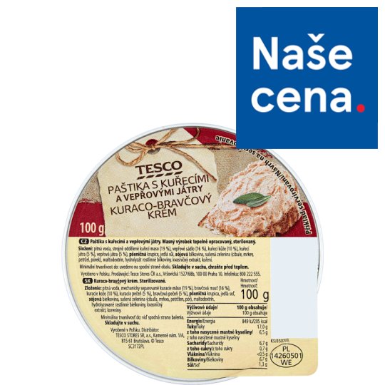 Tesco Paštika s kuřecími a vepřovými játry 100g