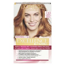 L'Oréal Paris Excellence Créme permanentní barva na vlasy 7 .43 -blond měděná zlatá, 72 +48 +12 +60