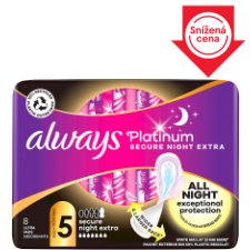 Always Platinum Secure Night Extra Sanitary Towels With Wings 8 Pads