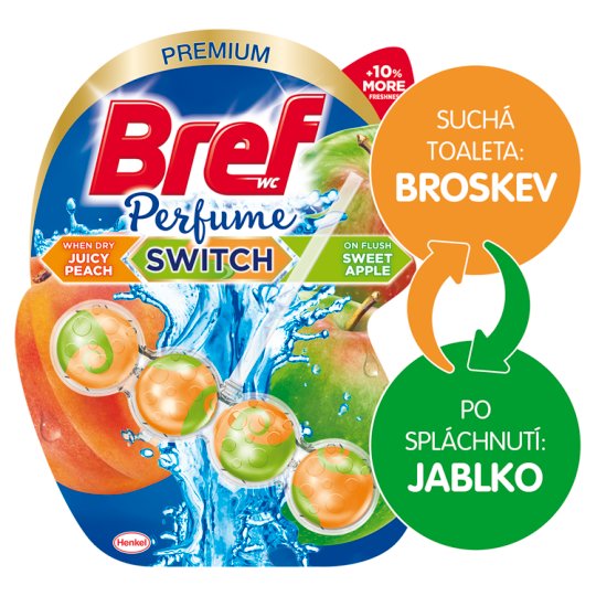 Bref Perfume Switch Juicy Peach / Sweet Apple pevný WC blok 50g