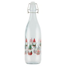 Tesco Glass Bottle with Christmas Decal 1L