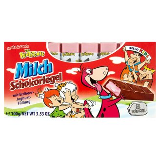 The Flintstones Tyčinky z mléčné čokolády s náplní s příchutí jahodovo-jogurtovou 100g