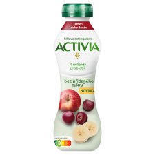 Activia probiotický jogurtový nápoj jablko, třešeň a banán bez přidaného cukru 270g