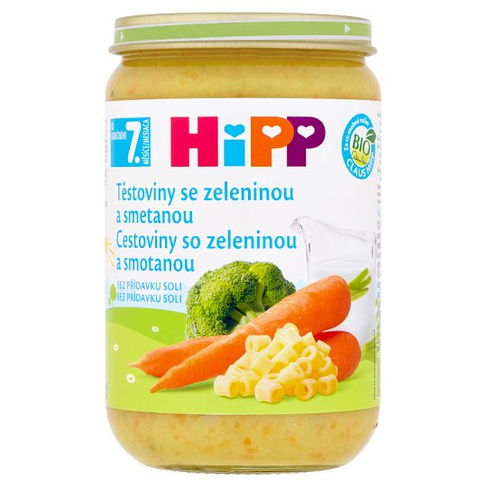 HiPP Bio těstoviny se zeleninou a smetanou 220g