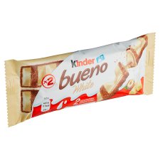 Kinder Bueno White Wafers Filled with Milk and Hazelnut Filling in White Chocolate 2 pcs 39g