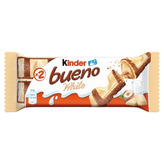 Kinder Bueno White oplatka s mléčnou a lískooříškovou náplní v polevě z bílé čokolády 2 x 19,5g