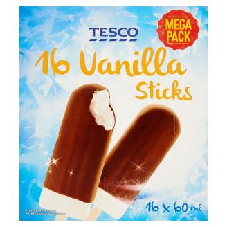 Tesco Mražený s vanilkovou příchutí v kakaové polevě 16 x 60ml