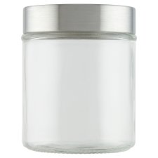 Tesco Round Storage Jar with Silver Lid 650ml