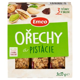 Emco Tyčinka s ořechy a pistácií polomáčená v hořké čokoládě 3 x 35g