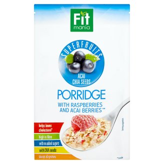 Fitmania Ovesná kaše s malinami a borůvkami acai 45g