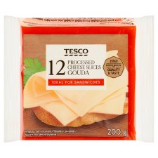 Tesco Tavený sýr s goudou plátkový 12 x 16,67g (200g)