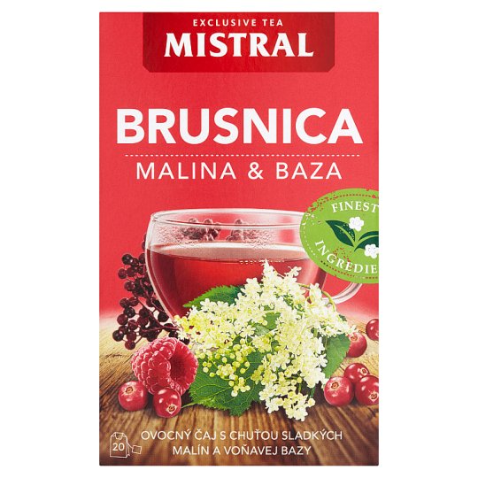 Mistral Ovocný čaj s příchutí brusinka, malina, černý bez 20 x 2g