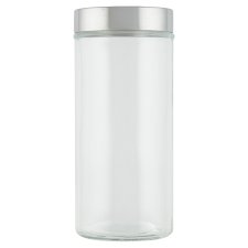 Tesco Round Storage Jar with Silver Lid 1.2L