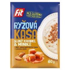 Fit Sypká směs z obilovin pro přípravu rýžové kaše s kousky karamelu a s plátky mandlí 60g