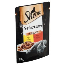 Sheba Selection in Sauce kompletní mokré krmivo pro dospělé kočky s kuřecím & hovězím 85g