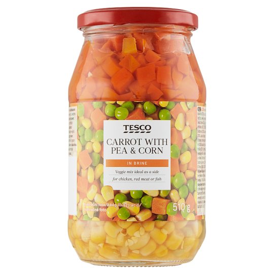Tesco Mrkev s hráškem a kukuřicí ve sladkoslaném nálevu 510g