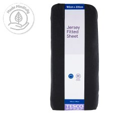 Tesco Jersey Fitted Sheet Black 180 cm x 200 cm 1 pc