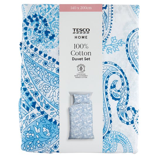 Tesco Home Blue Paisley Duvet Set 140 x 200 cm