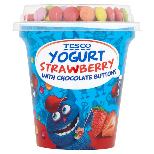 Tesco Yogurt with Strawberry Flavor and Dragee of Milk Chocolate 107g