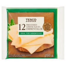 Tesco Processed Cheese Slices Emmentaler 12 x 16.67g (200g)