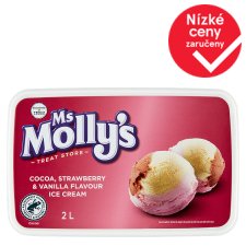 Ms Molly's Mražený krém s kakaovou příchutí, jahodovou příchutí a vanilkovou příchutí 2l