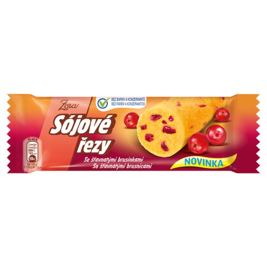 ZORA SÓJOVÉ ŘEZY S brusinkami Tyčinka s 28 % sójových vloček 50g