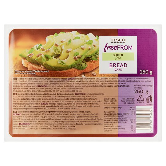 Tesco Free From Bread Dark Gluten Free Sliced 250g