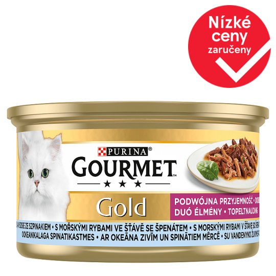 GOURMET Gold s mořskými rybami ve šťávě se špenátem 85g