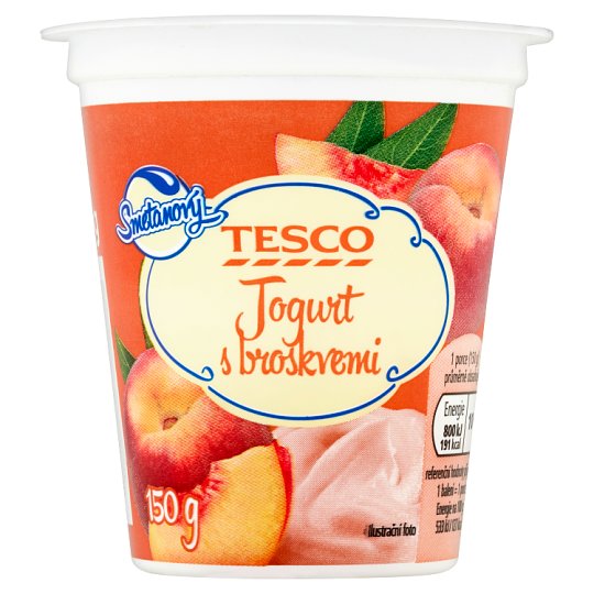 Tesco Smetanový jogurt s broskvemi 150g