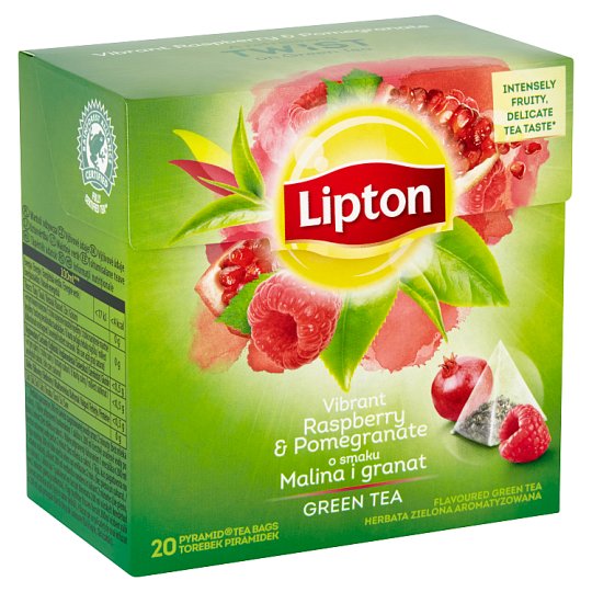 Lipton Zelený aromatizovaný čaj Malina&Granátové jablko 20 sáčků