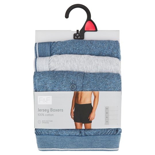image 1 of F&F Mens Jersey Denim Boxers 3 Pieces in a Pack, L, Denim