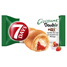 7 Days Croissant Double s náplní s vanilkovou příchutí a jahodovou náplní 80g