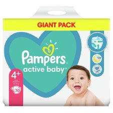 Pampers Active Baby Nappies Size 4+ X70, 10kg-15kg