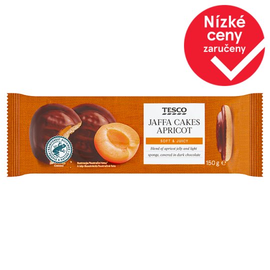 Tesco Jemné pečivo s meruňkovým želé polomáčené v hořké čokoládě 150g