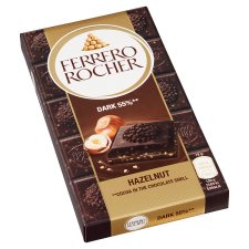 Ferrero Rocher Dark Chocolate Filled with Hazelnut Filling and Hazelnut Pieces 90g